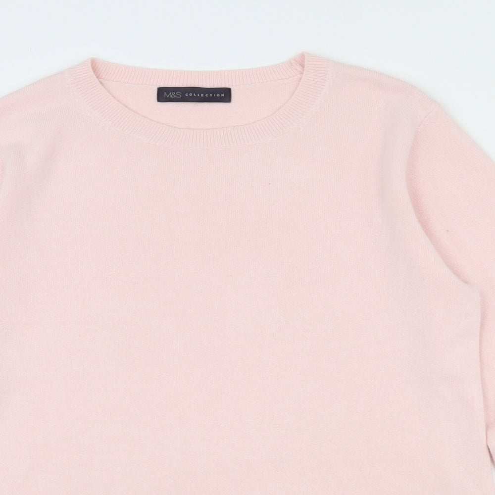 Marks and Spencer Womens Pink Round Neck  Acrylic Pullover Jumper Size 12