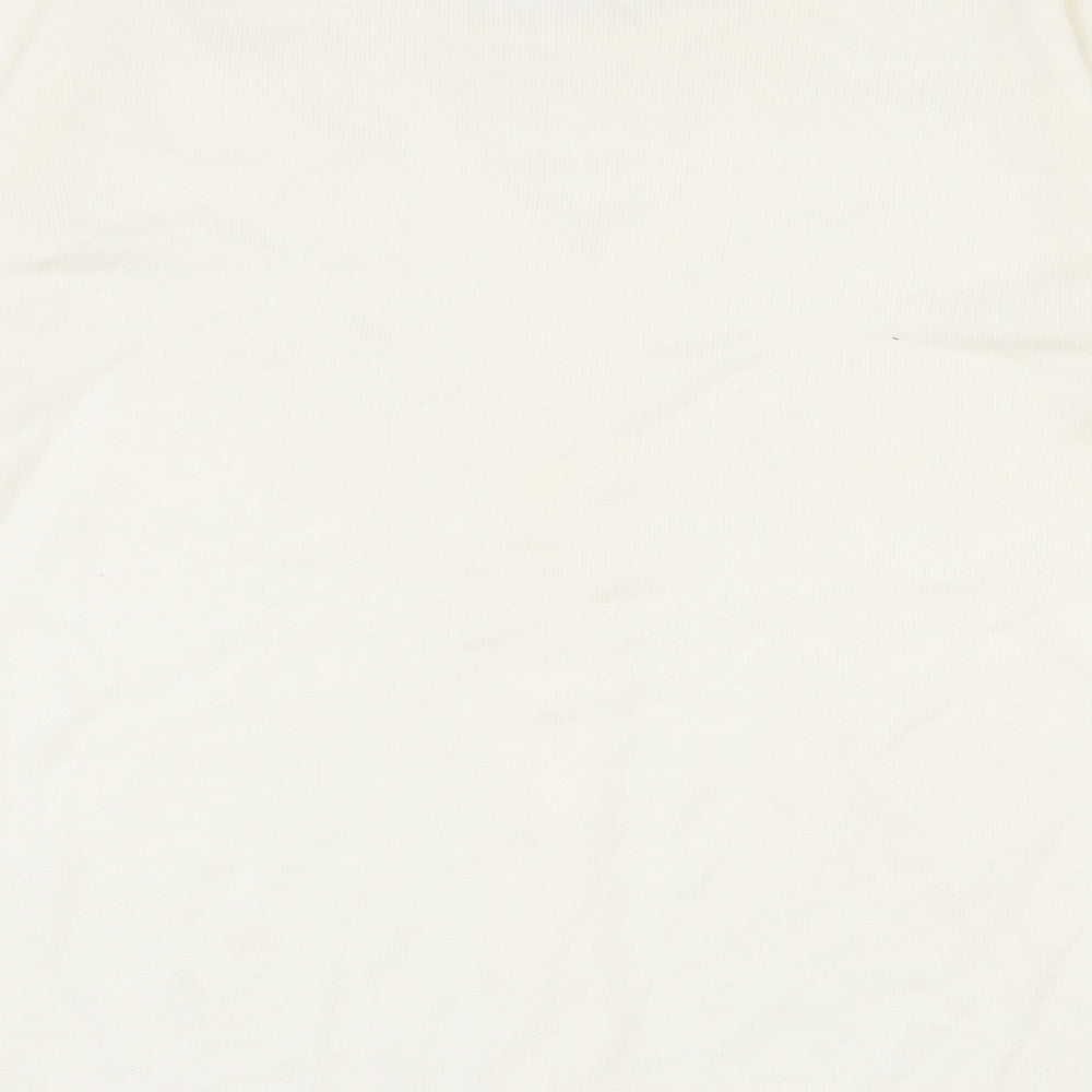 Bonmarché Womens White Square Neck Floral Acrylic Pullover Jumper Size 12