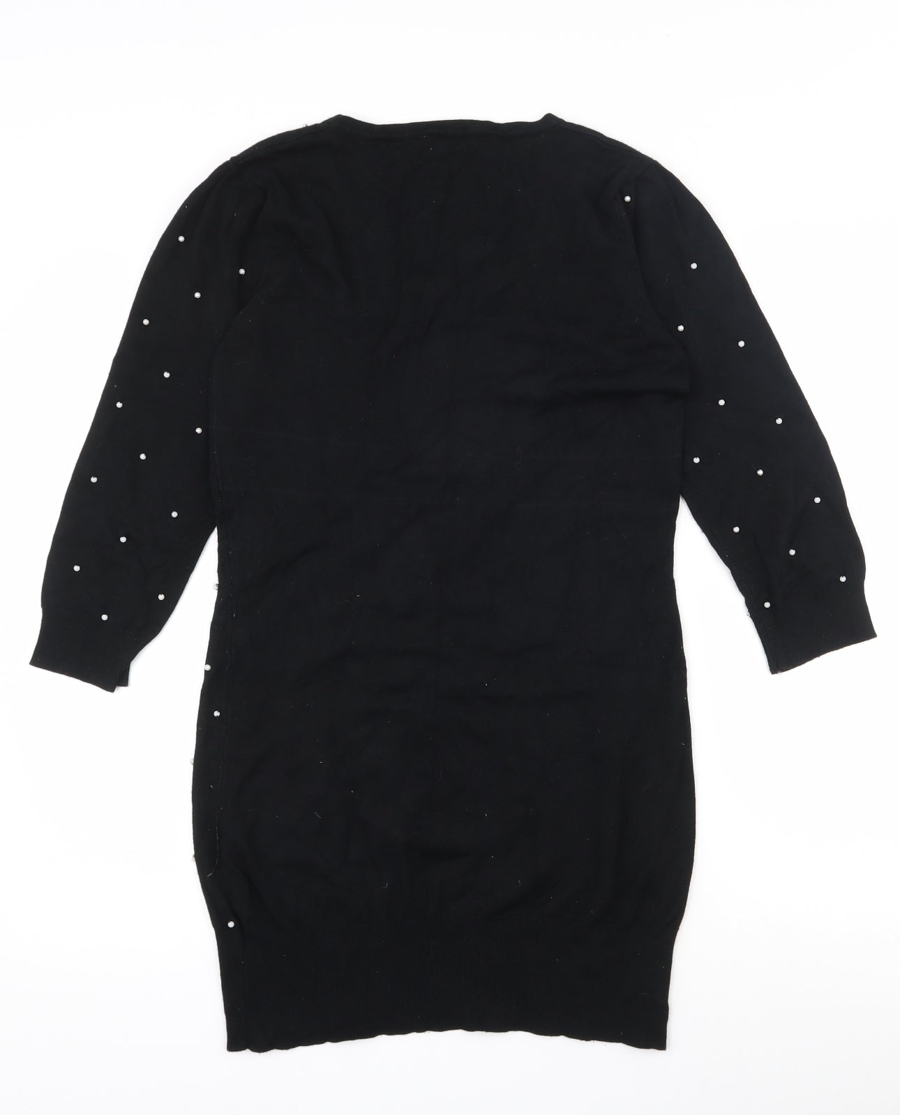 Red Herring Womens Black Round Neck  Viscose Tunic Jumper Size 12