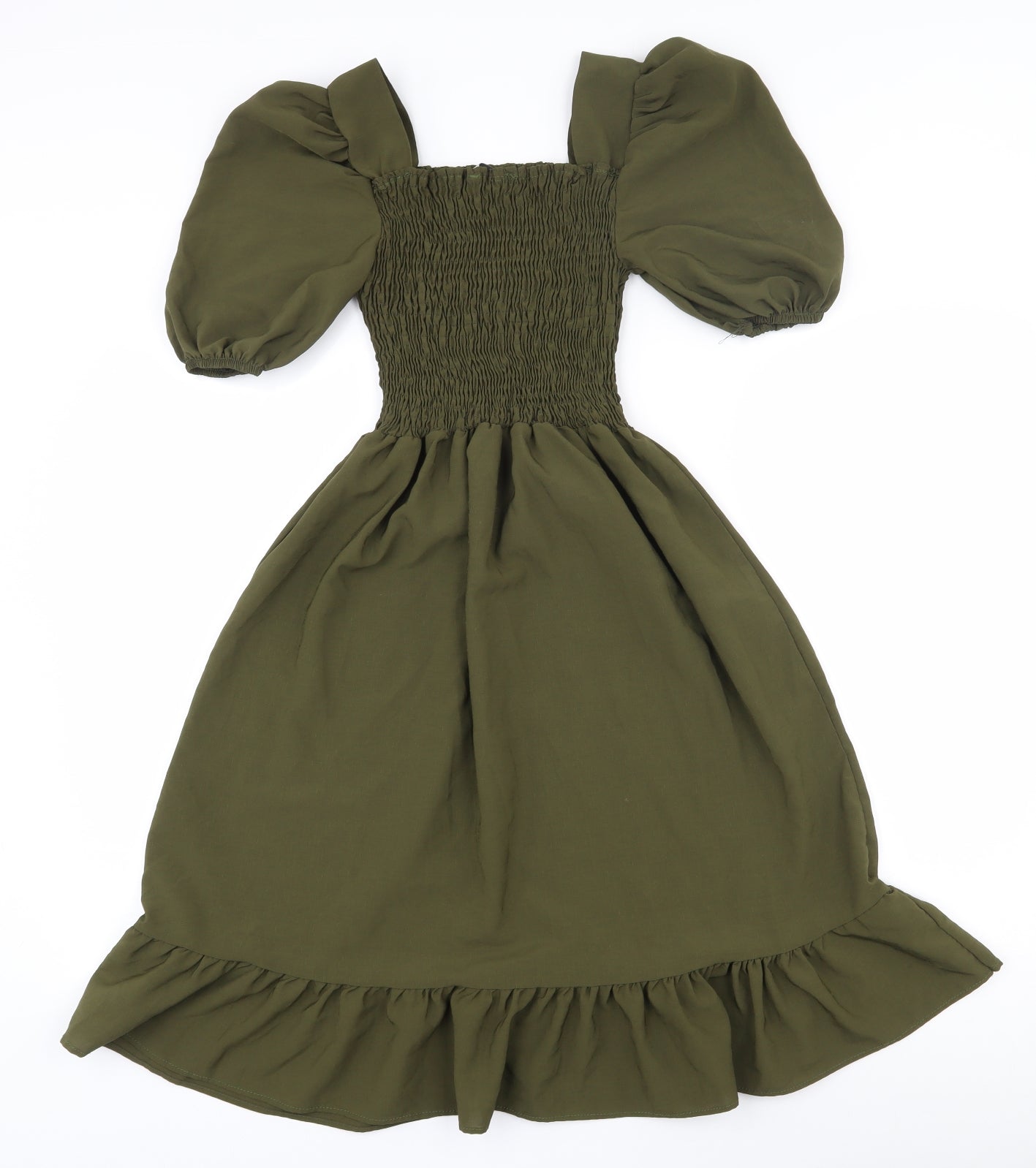Shenaz Womens Green  Viscose Fit & Flare  Size 12  Square Neck Pullover