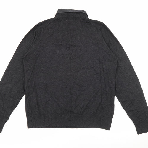 Marks and Spencer Mens Grey V-Neck  Cotton Pullover Jumper Size M