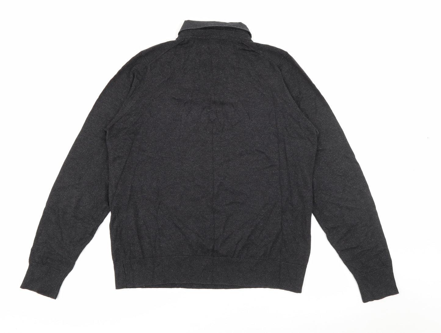 Marks and Spencer Mens Grey V-Neck  Cotton Pullover Jumper Size M