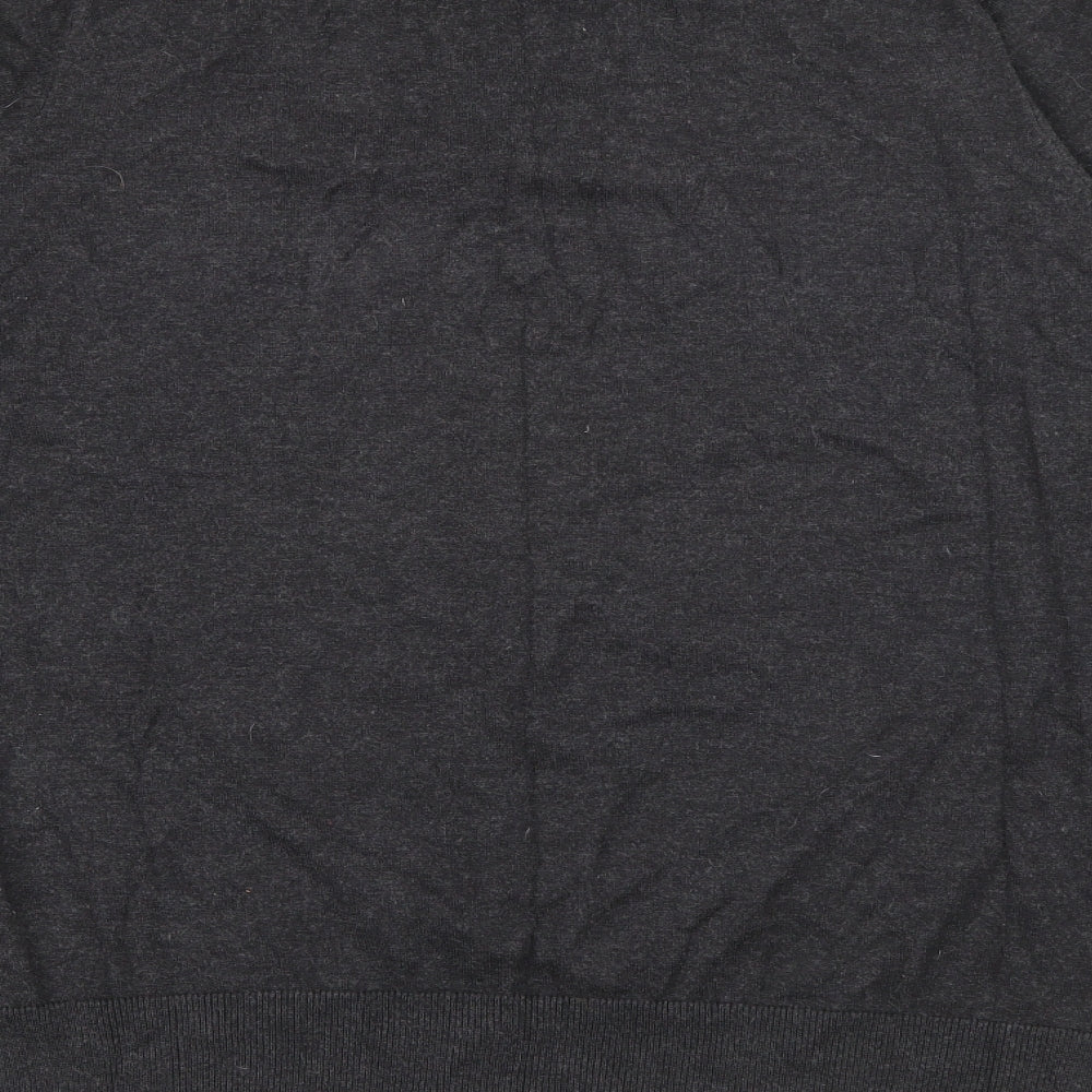 Marks and Spencer Mens Grey V-Neck  Cotton Pullover Jumper Size M
