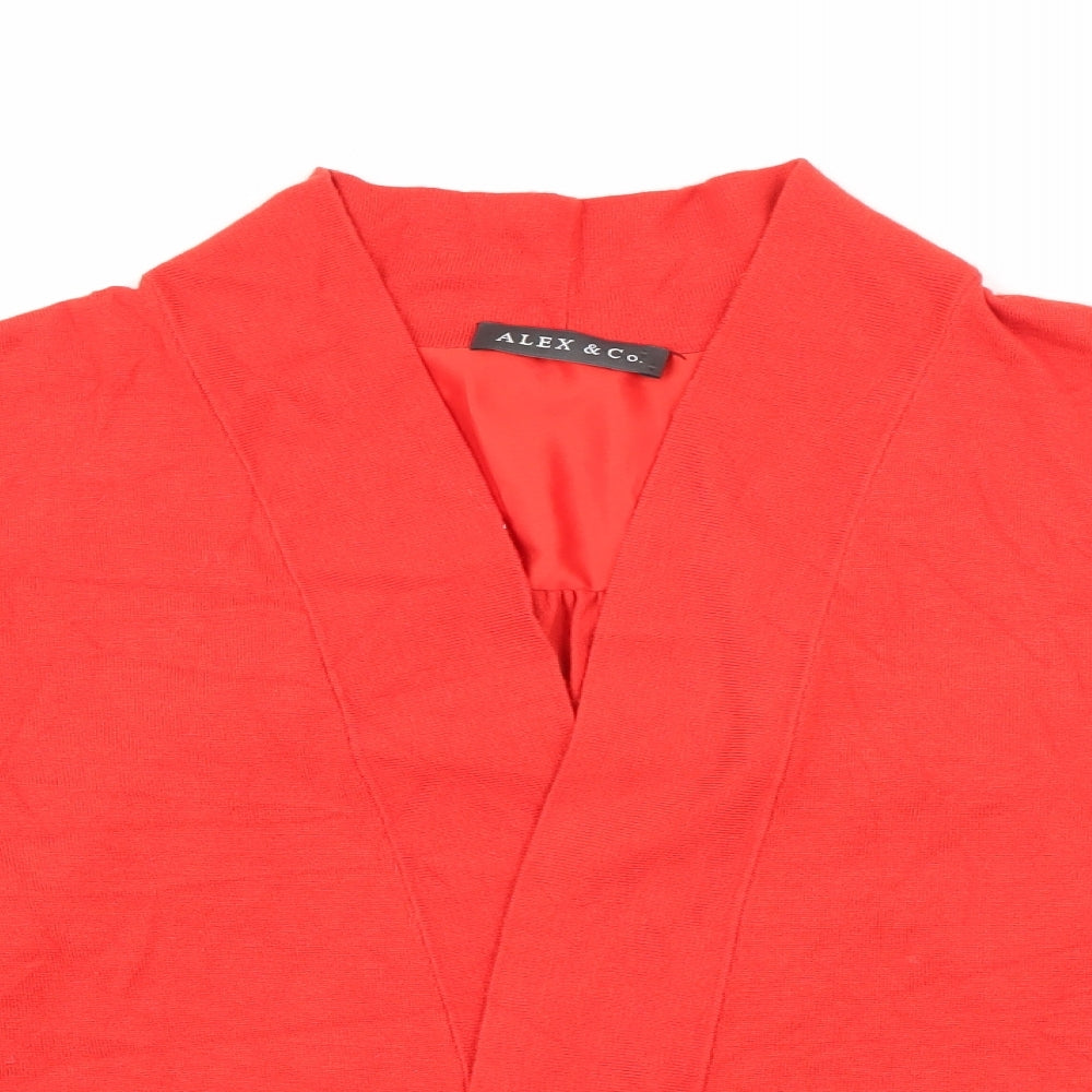 Alex & Co Womens Red V-Neck  Viscose Cardigan Jumper Size 12