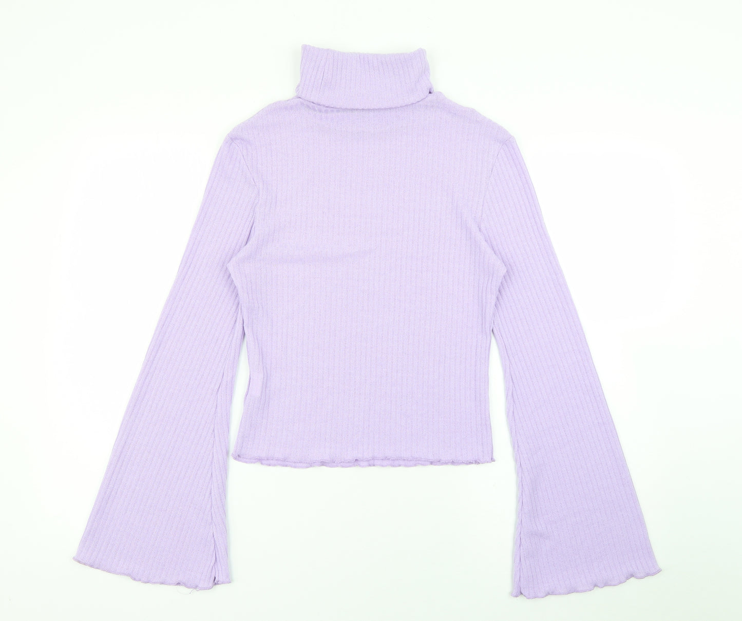 SheIn Womens Purple Roll Neck  Polyester Pullover Jumper Size L   - Bell Sleeve