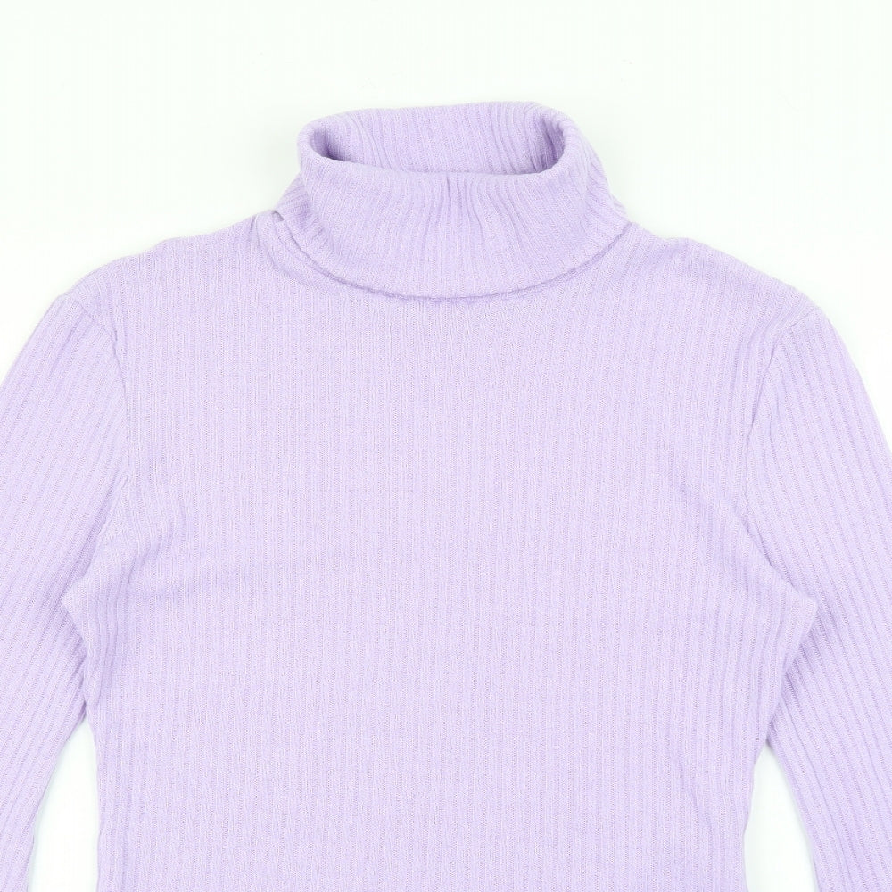 SheIn Womens Purple Roll Neck  Polyester Pullover Jumper Size L   - Bell Sleeve