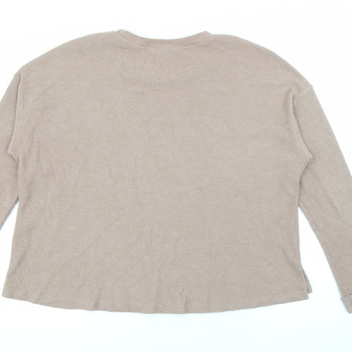 Primark Womens Beige Crew Neck  Polyester Pullover Jumper Size L