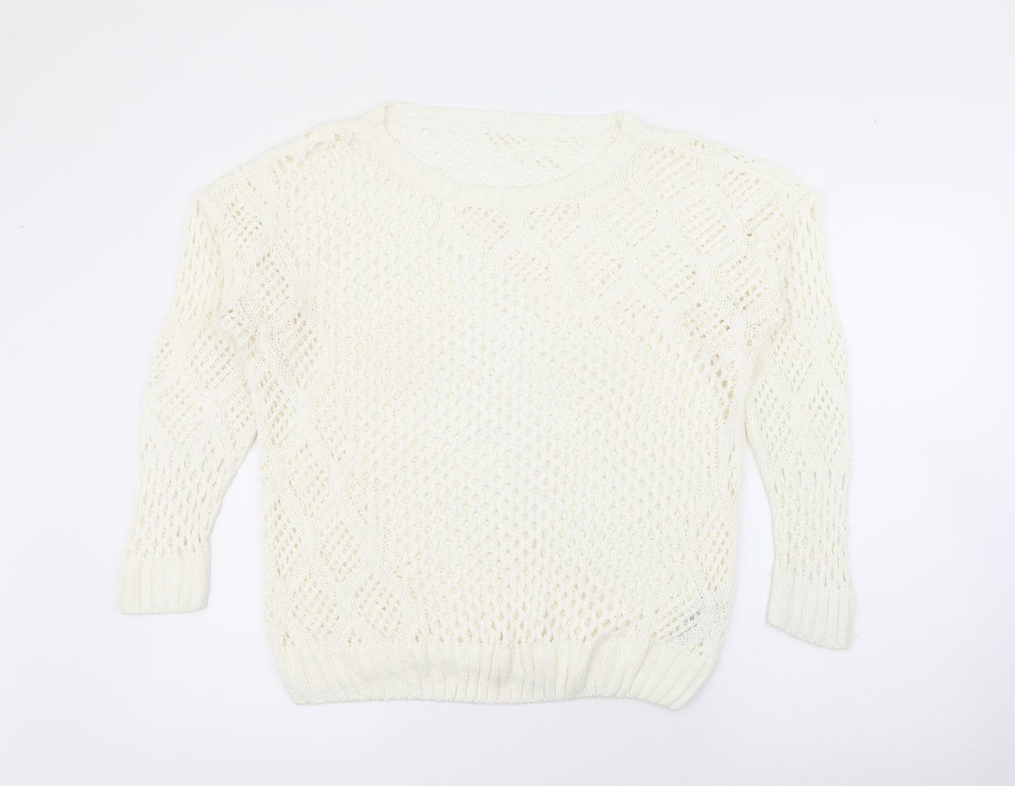 George Womens Ivory Scoop Neck  Acrylic Pullover Jumper Size 14