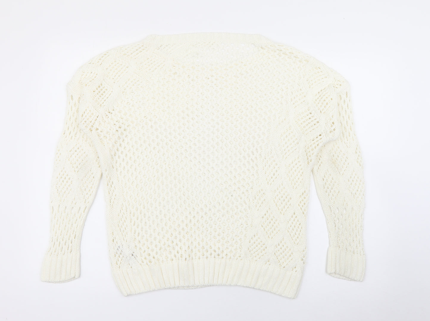 George Womens Ivory Scoop Neck  Acrylic Pullover Jumper Size 14