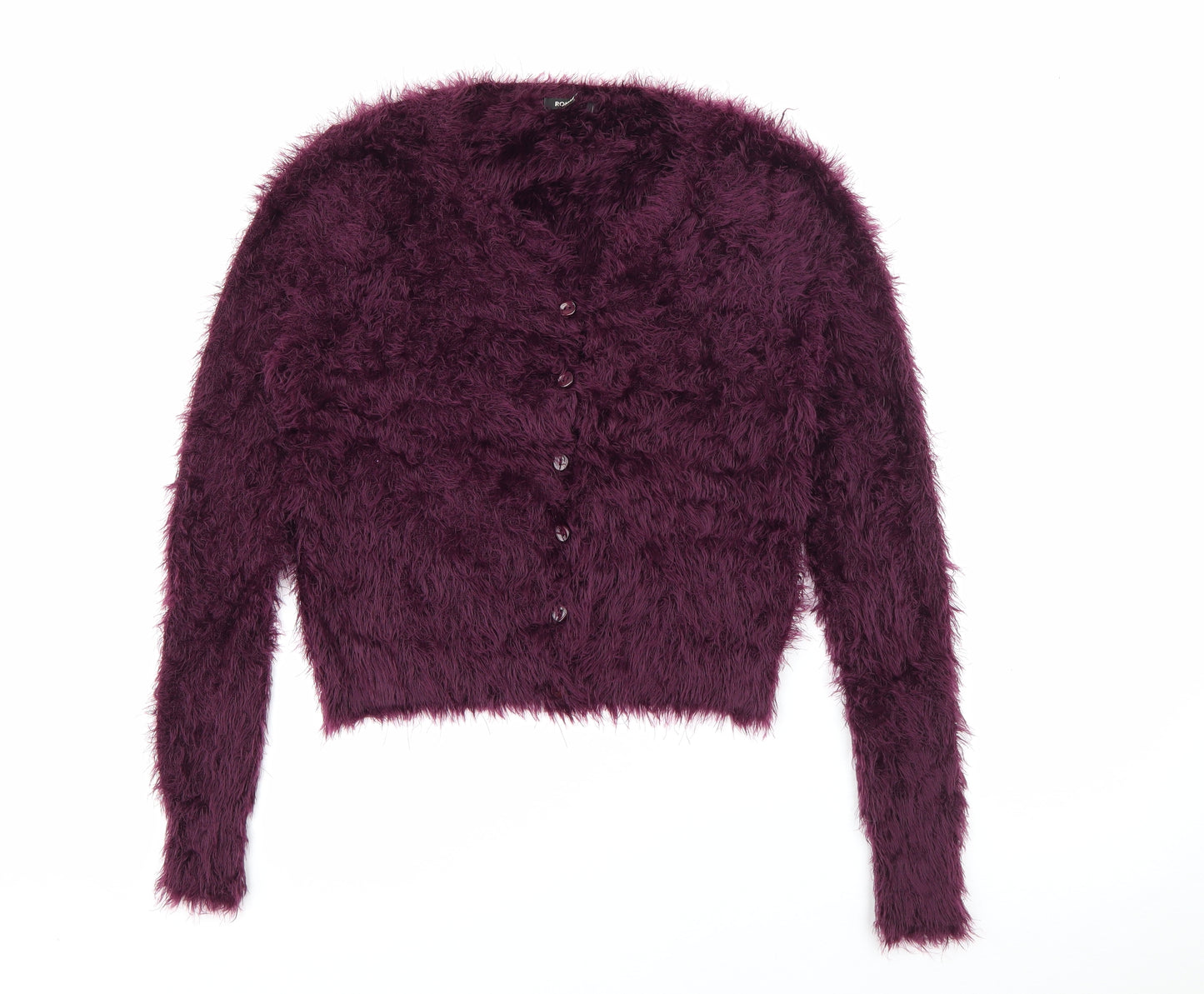 Roman Womens Purple V-Neck  Polyamide Cardigan Jumper Size 14