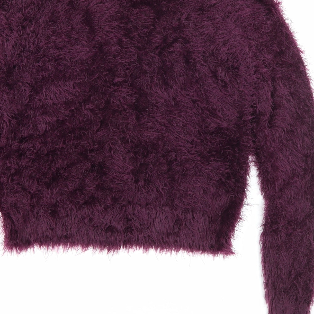 Roman Womens Purple V-Neck  Polyamide Cardigan Jumper Size 14