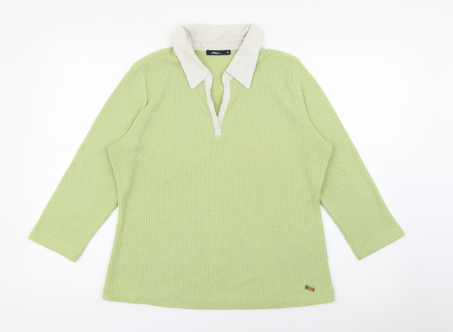 DASH Womens Green Collared  Cotton Pullover Jumper Size 16