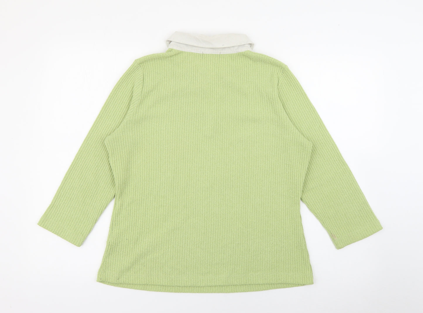 DASH Womens Green Collared  Cotton Pullover Jumper Size 16