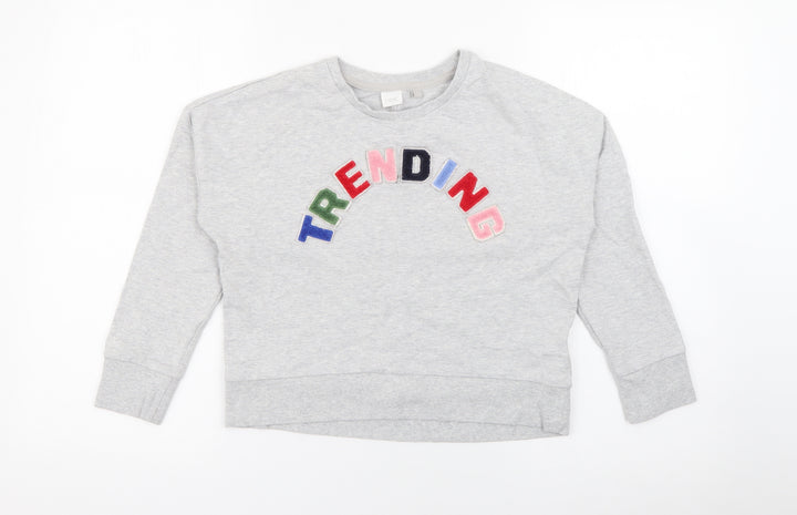 NEXT Girls Grey Cotton Pullover Sweatshirt Size 9 Years - Trending