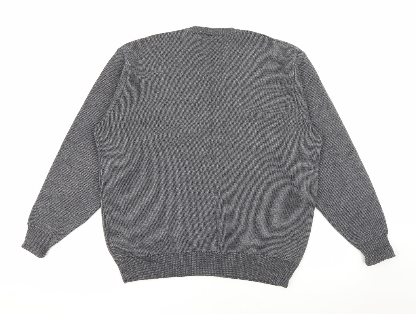 Marks and Spencer Mens Grey V-Neck  Acrylic Pullover Jumper Size L