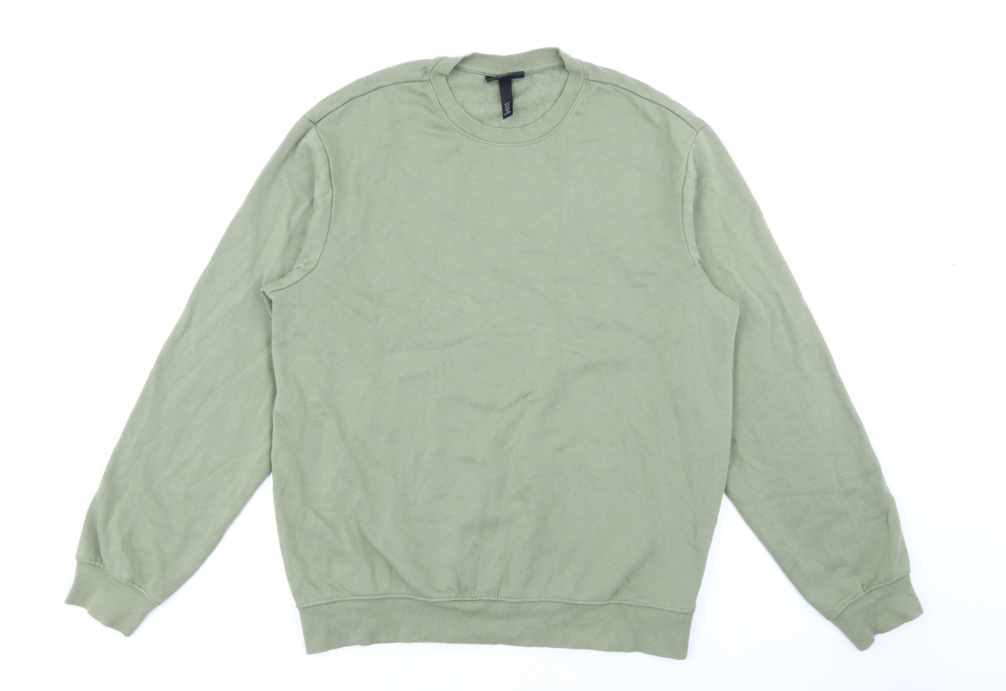 H&M Mens Green  Cotton Pullover Sweatshirt Size M