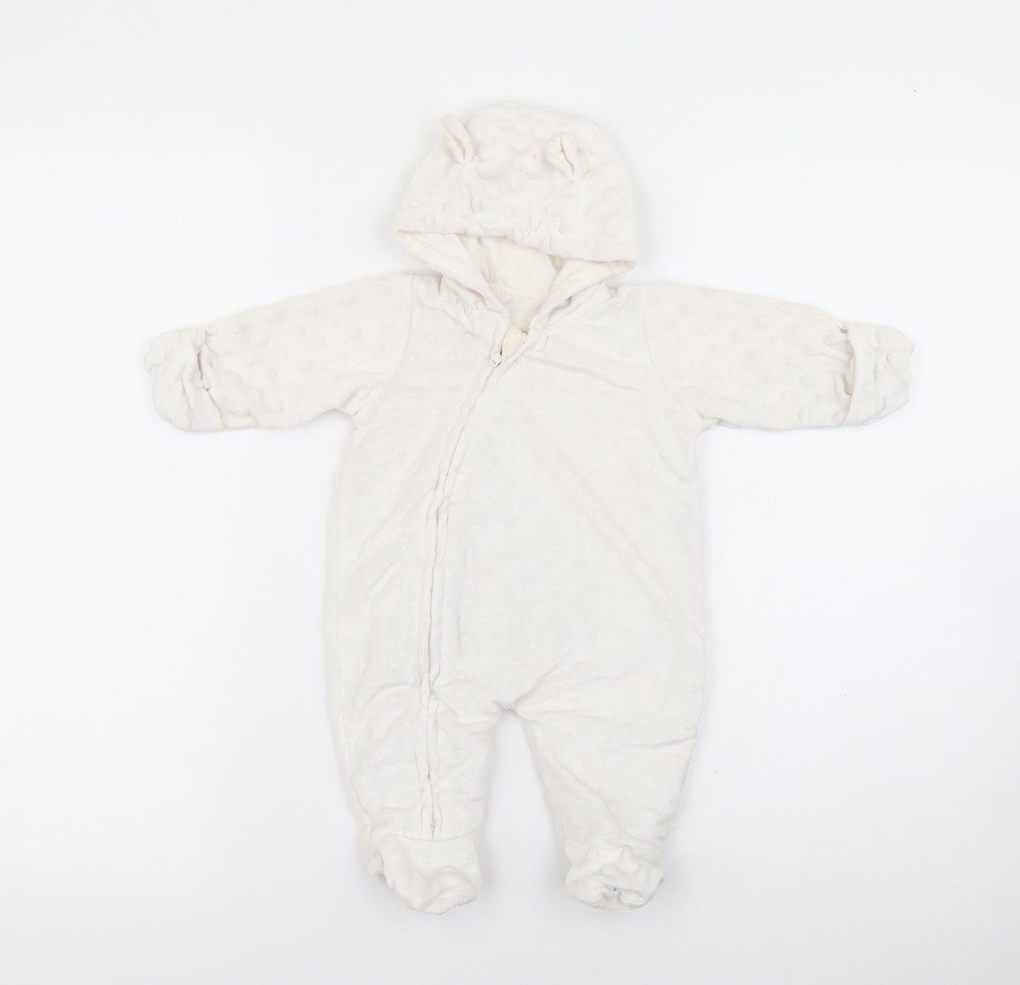 George Baby White Polka Dot Polyester Babygrow One-Piece Size Newborn  Zip