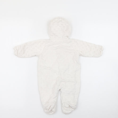 George Baby White Polka Dot Polyester Babygrow One-Piece Size Newborn  Zip