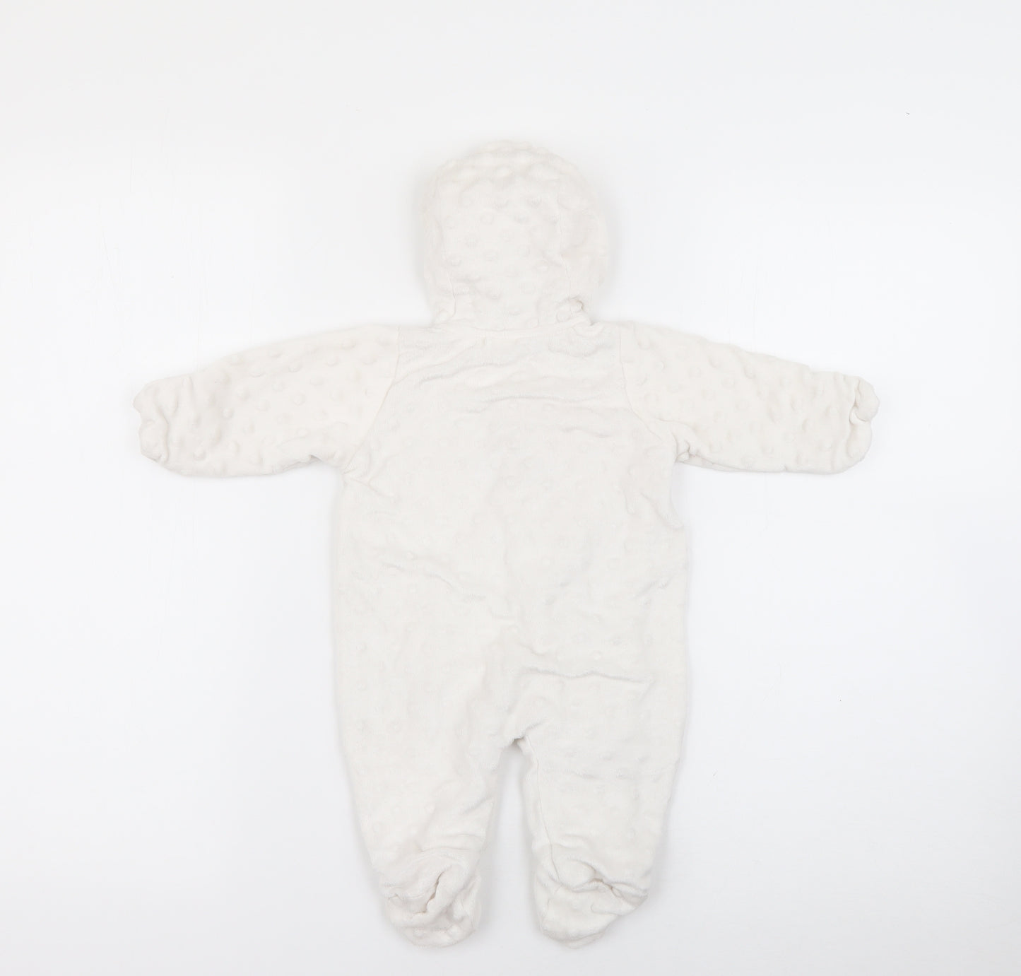 George Baby White Polka Dot Polyester Babygrow One-Piece Size Newborn  Zip