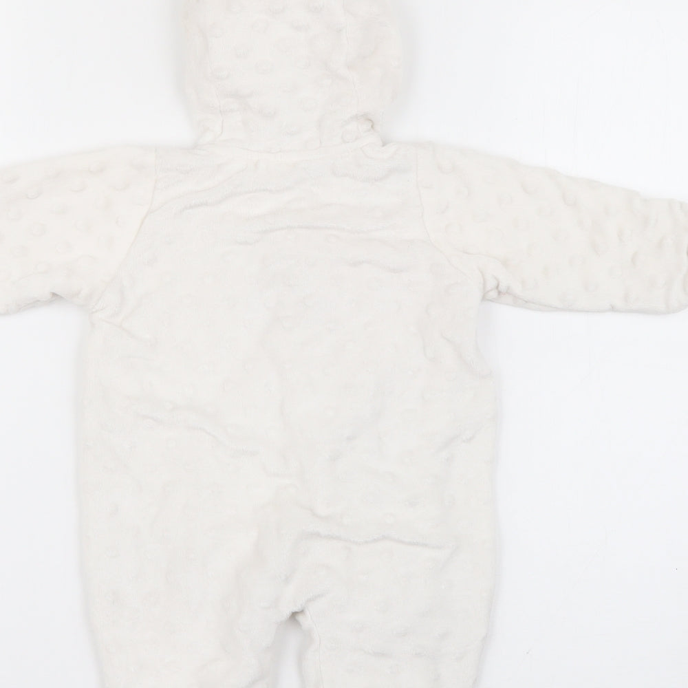 George Baby White Polka Dot Polyester Babygrow One-Piece Size Newborn  Zip