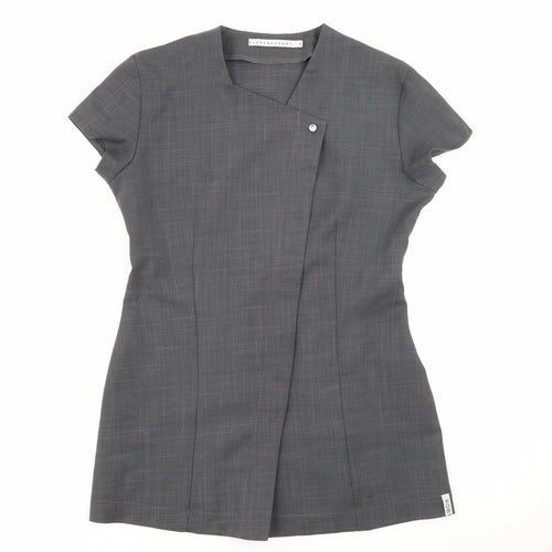 Florenceroby Womens Grey  Polyester Basic Button-Up Size 8 Square Neck