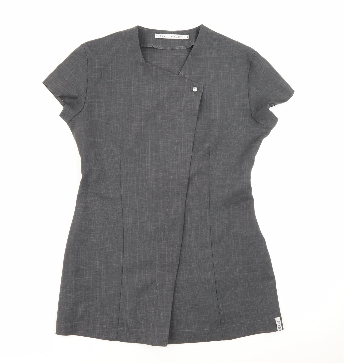 Florenceroby Womens Grey  Polyester Basic Button-Up Size 8 Square Neck