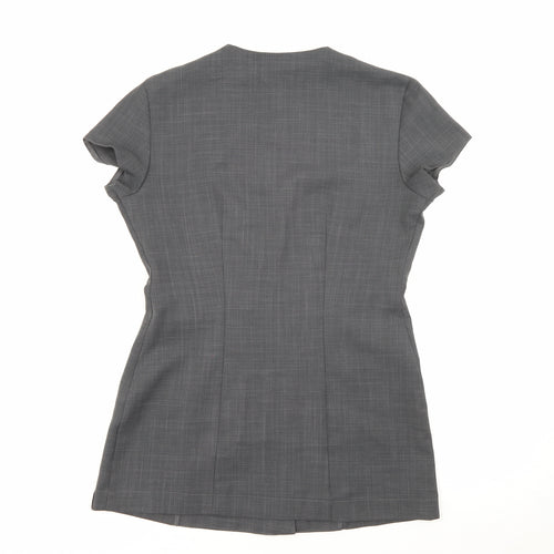 Florenceroby Womens Grey  Polyester Basic Button-Up Size 8 Square Neck