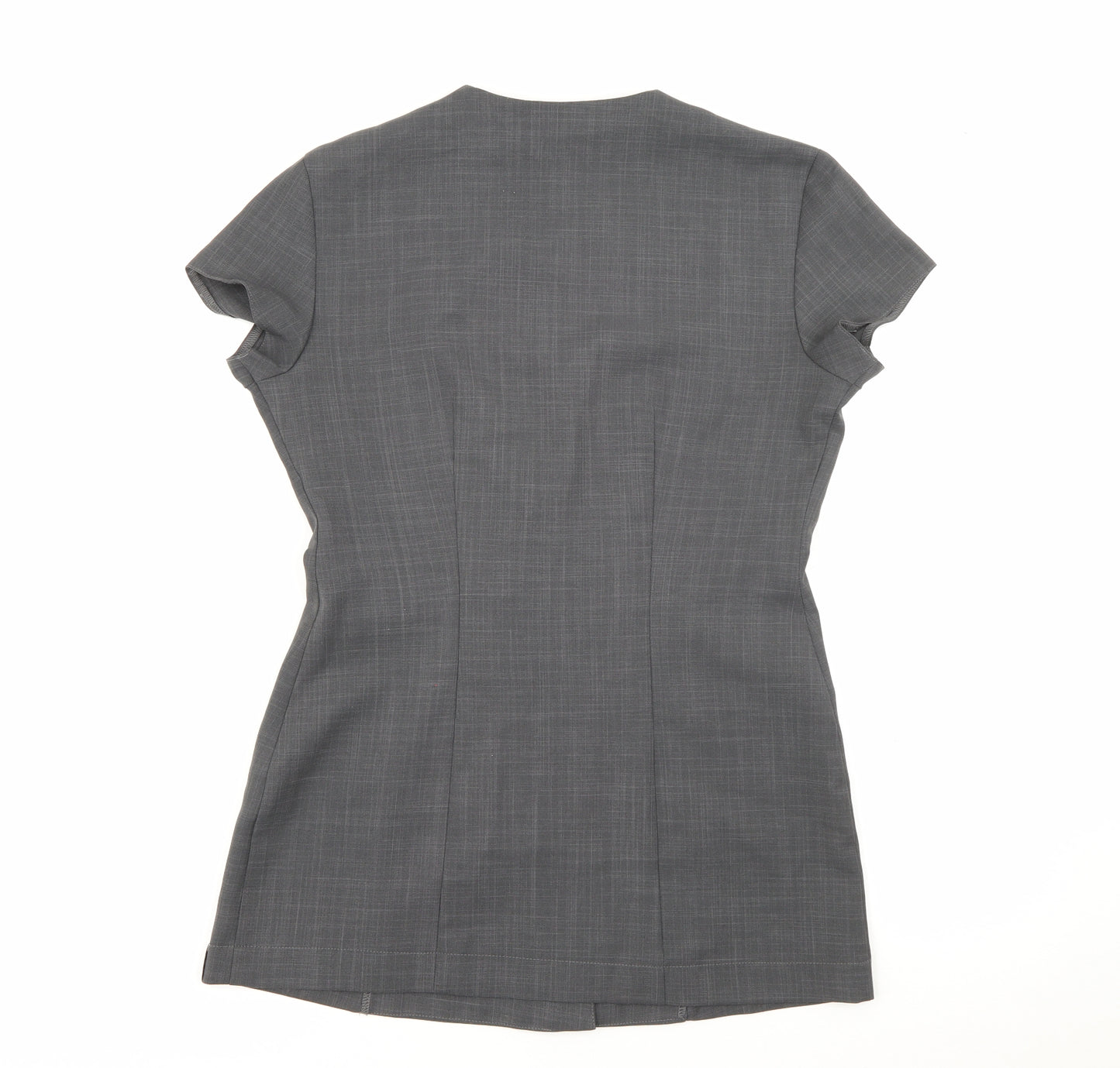 Florenceroby Womens Grey  Polyester Basic Button-Up Size 8 Square Neck