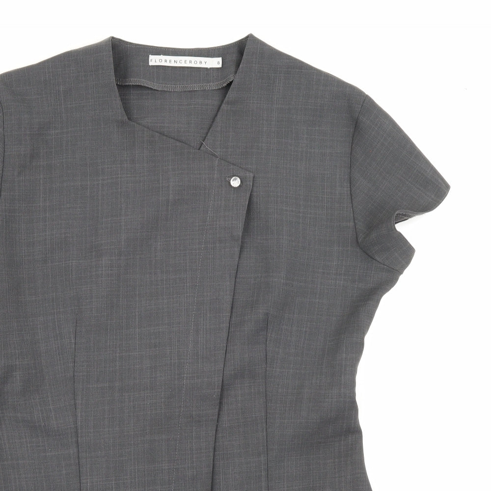 Florenceroby Womens Grey  Polyester Basic Button-Up Size 8 Square Neck