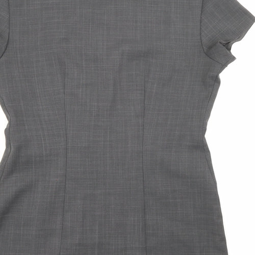 Florenceroby Womens Grey  Polyester Basic Button-Up Size 8 Square Neck