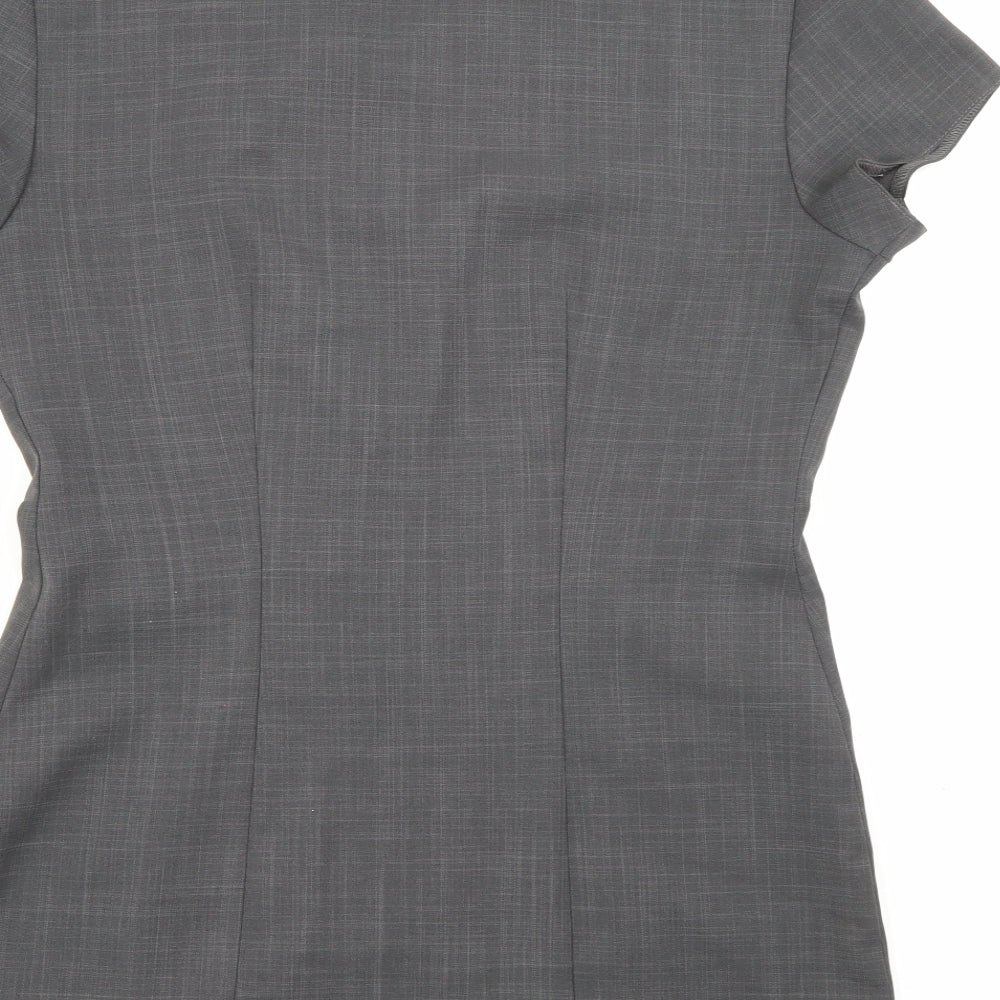 Florenceroby Womens Grey  Polyester Basic Button-Up Size 8 Square Neck