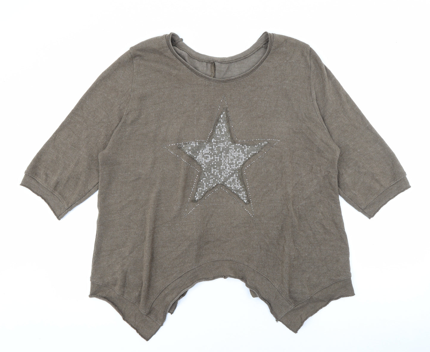 Preworn Womens Brown Scoop Neck  Cotton Pullover Jumper Size 6   - Star