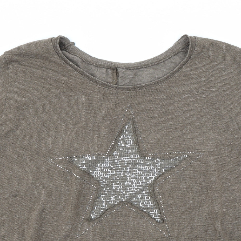 Preworn Womens Brown Scoop Neck  Cotton Pullover Jumper Size 6   - Star