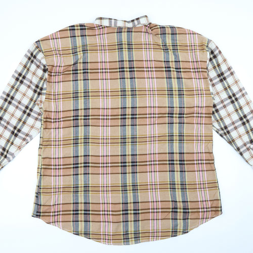 NEXT Womens Brown Plaid Viscose Basic Button-Up Size 20 Collared