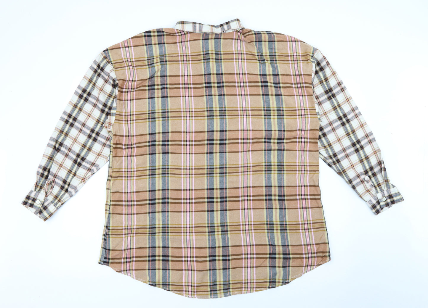 NEXT Womens Brown Plaid Viscose Basic Button-Up Size 20 Collared