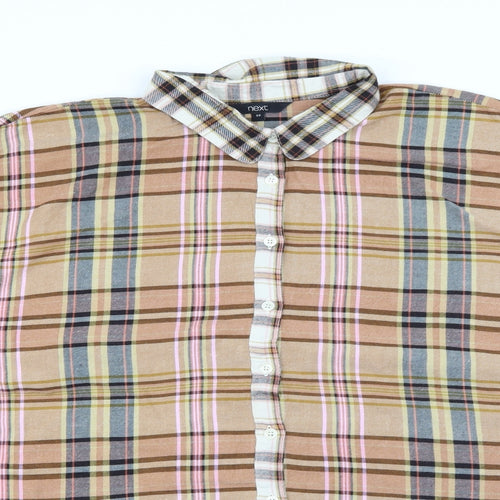 NEXT Womens Brown Plaid Viscose Basic Button-Up Size 20 Collared