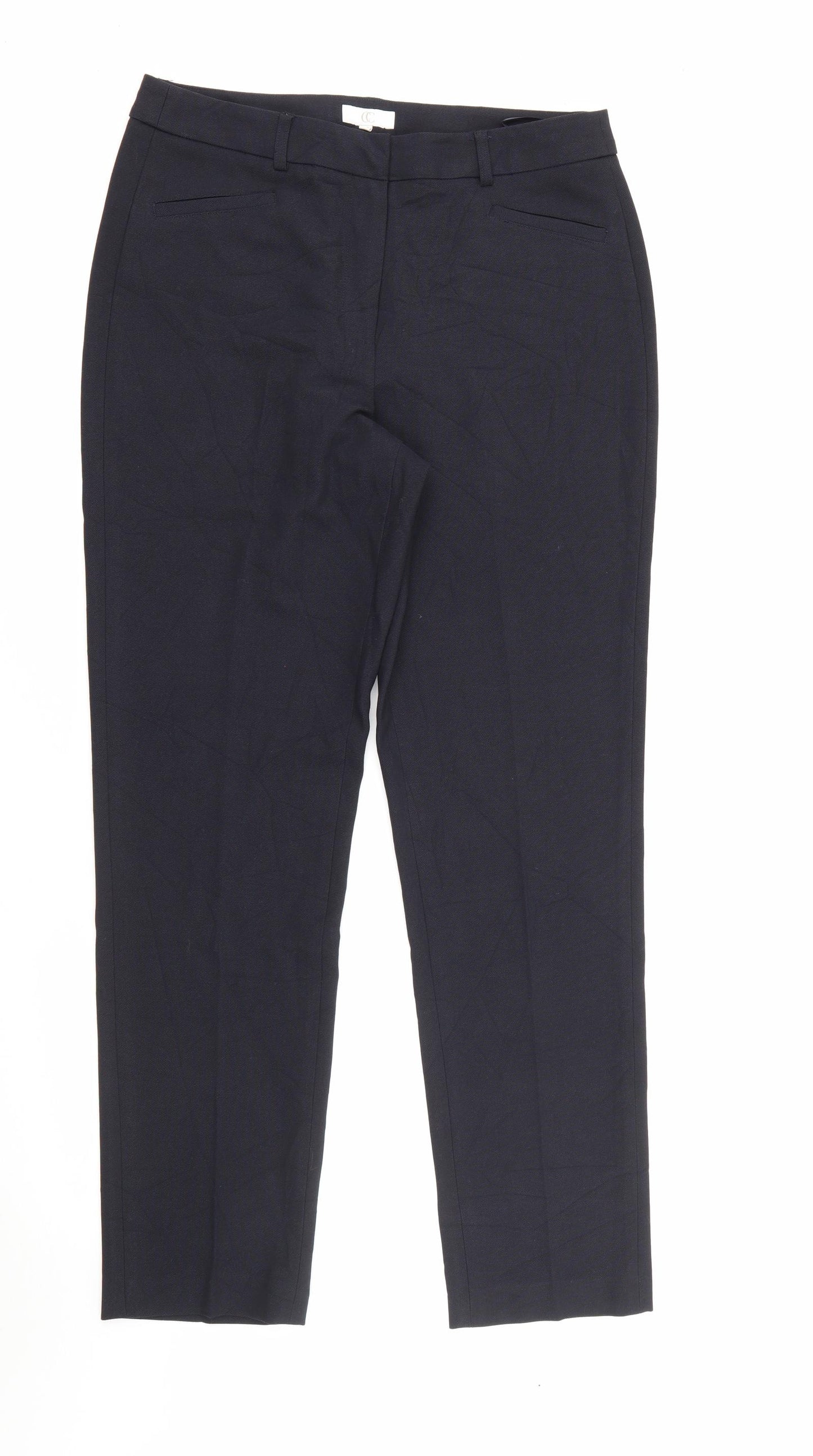 CC Womens Blue  Polyester Carrot Trousers Size 12 L29 in Regular Zip