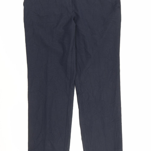 Marks and Spencer Womens Blue  Polyester Carrot Trousers Size 12 L28 in Regular Zip