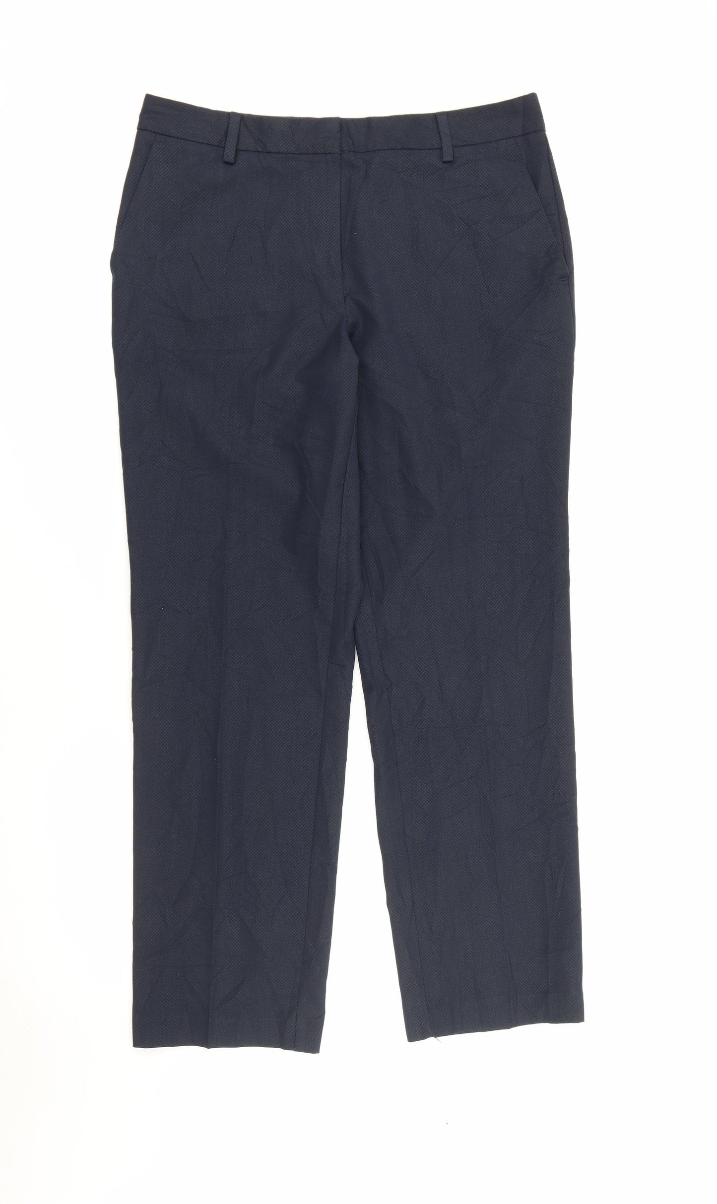 Marks and Spencer Womens Blue  Polyester Carrot Trousers Size 12 L28 in Regular Zip