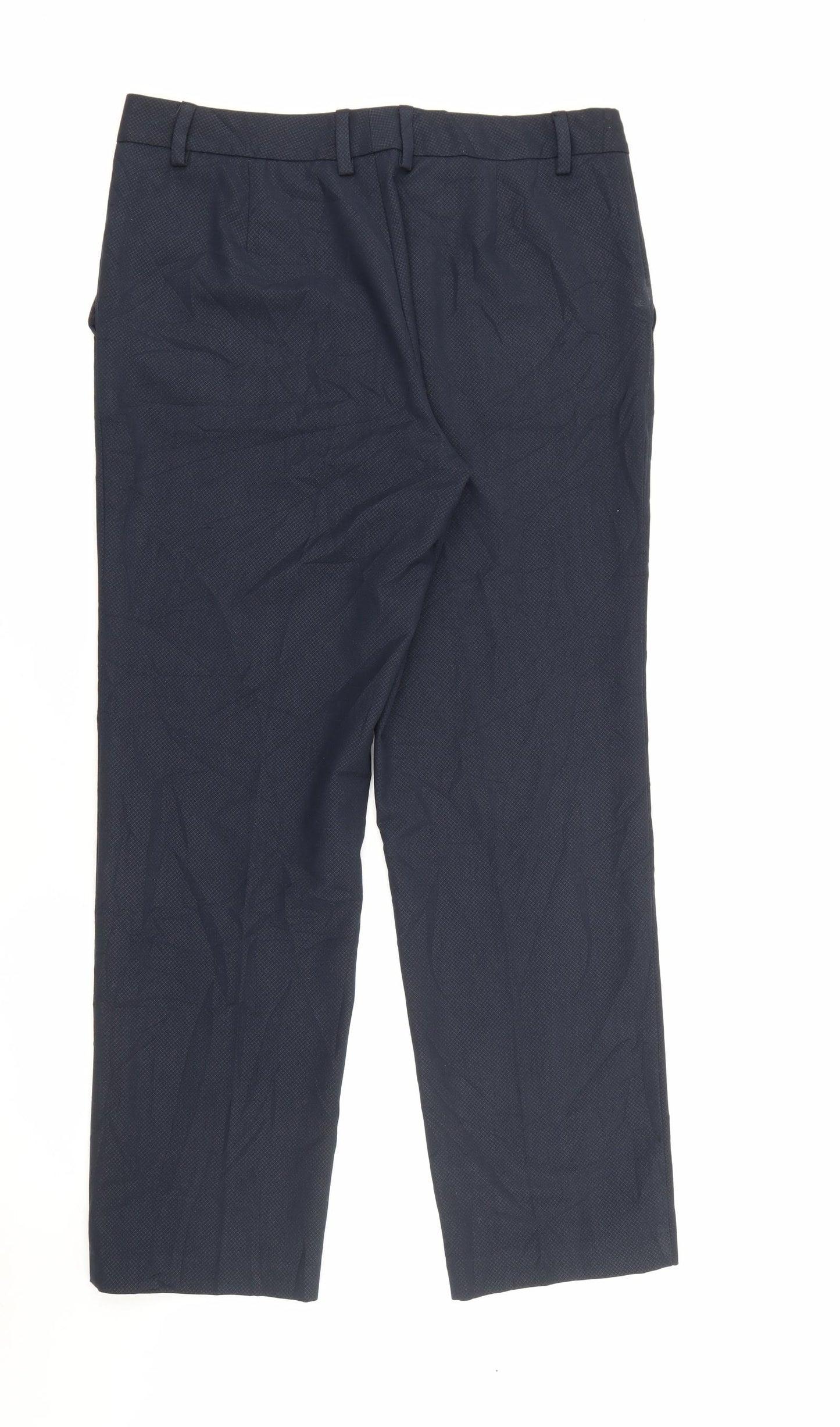 Marks and Spencer Womens Blue  Polyester Carrot Trousers Size 12 L28 in Regular Zip