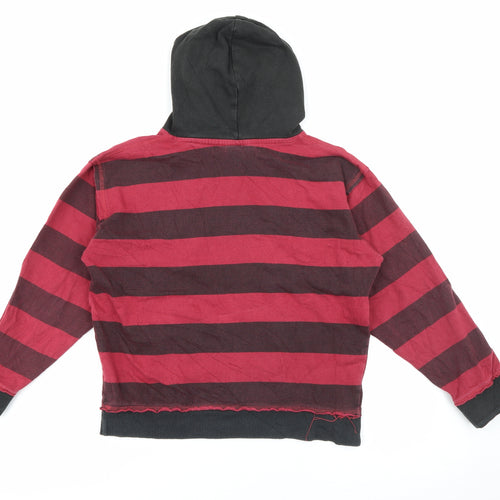 S Gear Boys Red Striped Cotton Pullover Hoodie Size 10-11 Years   - Skull and crossbones