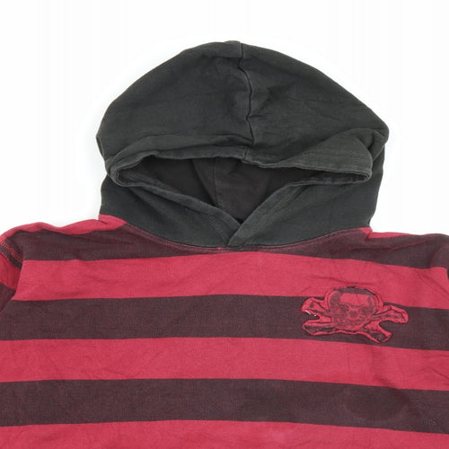 S Gear Boys Red Striped Cotton Pullover Hoodie Size 10-11 Years   - Skull and crossbones