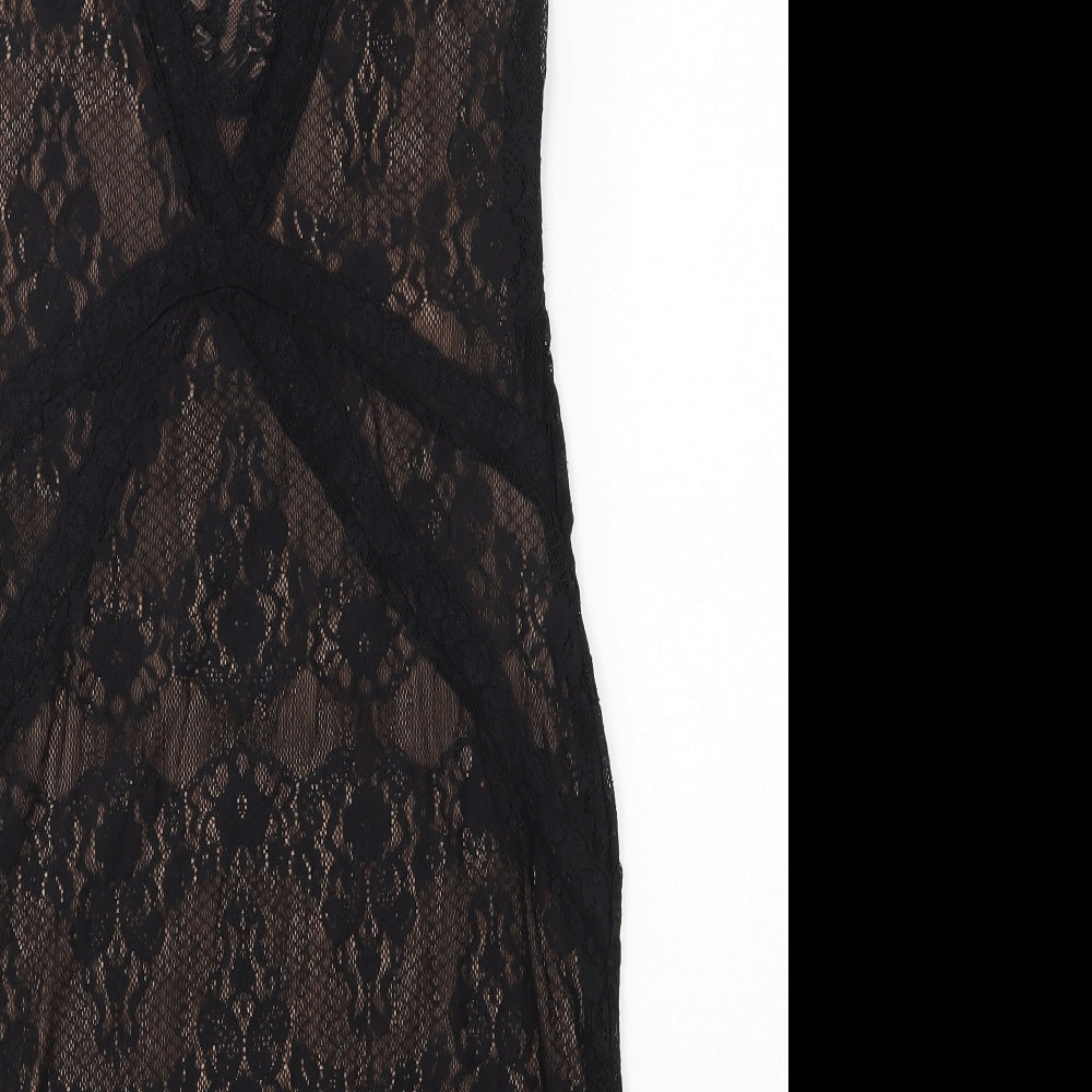 Oasis Womens Black  Polyimide Bodycon  Size S  Square Neck