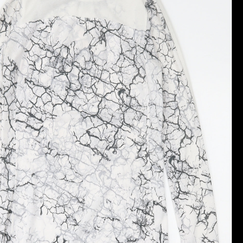 NEXT Womens White Geometric Polyester Tunic Blouse Size 6 Round Neck