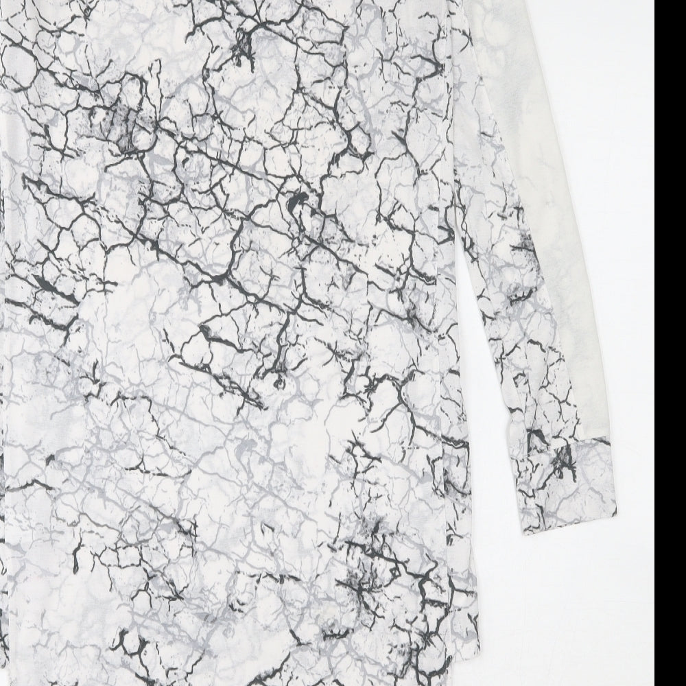 NEXT Womens White Geometric Polyester Tunic Blouse Size 6 Round Neck
