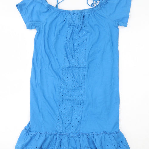 Papaya Womens Blue  100% Cotton Basic T-Shirt Size 8 Scoop Neck
