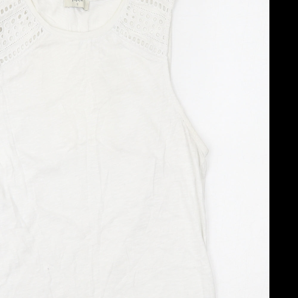 Papaya Womens White  100% Cotton Basic Tank Size 12 Round Neck