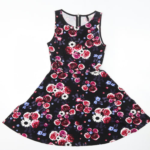 Divided Womens Multicoloured Floral Viscose Bodycon  Size XS  Round Neck