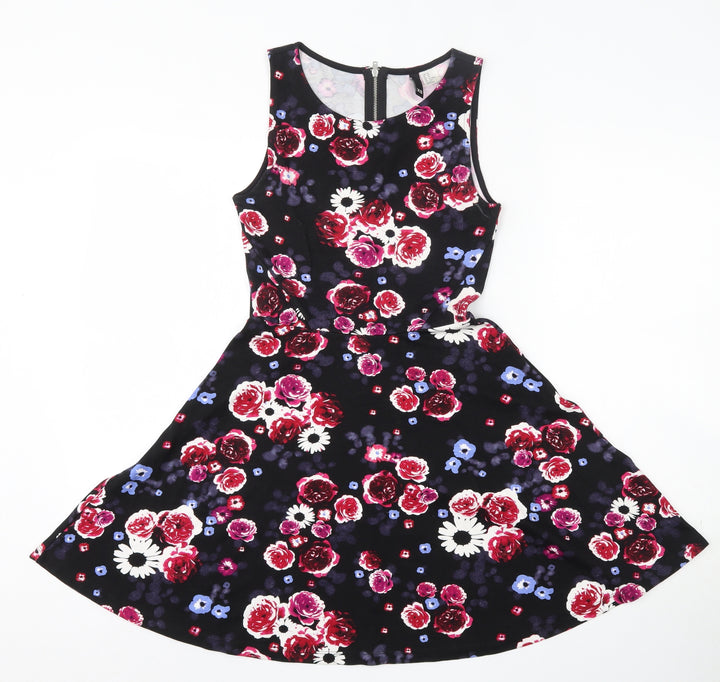 Divided Womens Multicoloured Floral Viscose Bodycon Size XS Round Neck