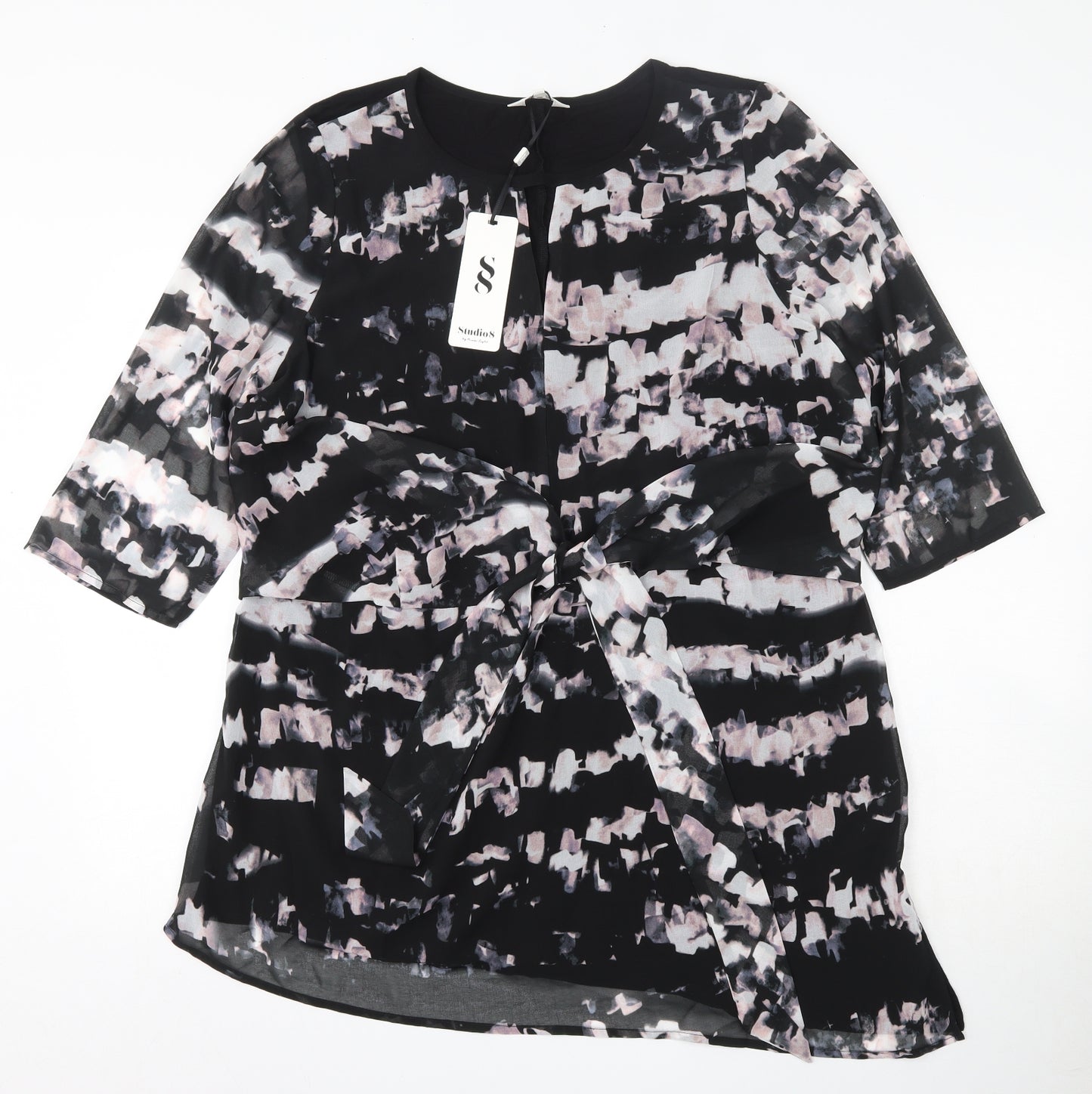 Phase Eight Womens Multicoloured Geometric Polyester Tunic Blouse Size 18 Round Neck